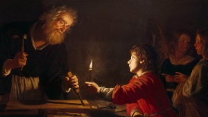 WEB3 ST JOSEPH THE WORKER CHILDHOOD OF JESUS PAINTING Gerrit van Honthorst Wikimedia Commons