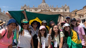 During Pope Francis Angelus prayer.