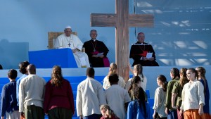 Pope Francis presides over the Stations of the Cross ceremony with young people in Edward VII Park