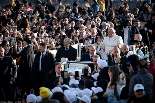 Pope Francis during his weekly general audience in St. Peter's square at the Vatican on December 04, 2024.